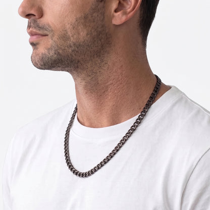 7mm Curb Chain - Stainless Steel - Black