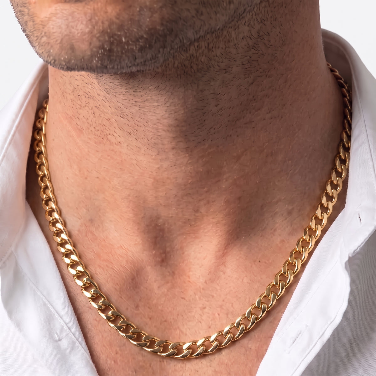 7mm Curb Chain - Stainless Steel - Gold