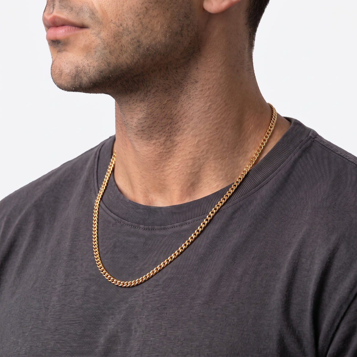 4mm Curb Chain - Stainless Steel - Gold