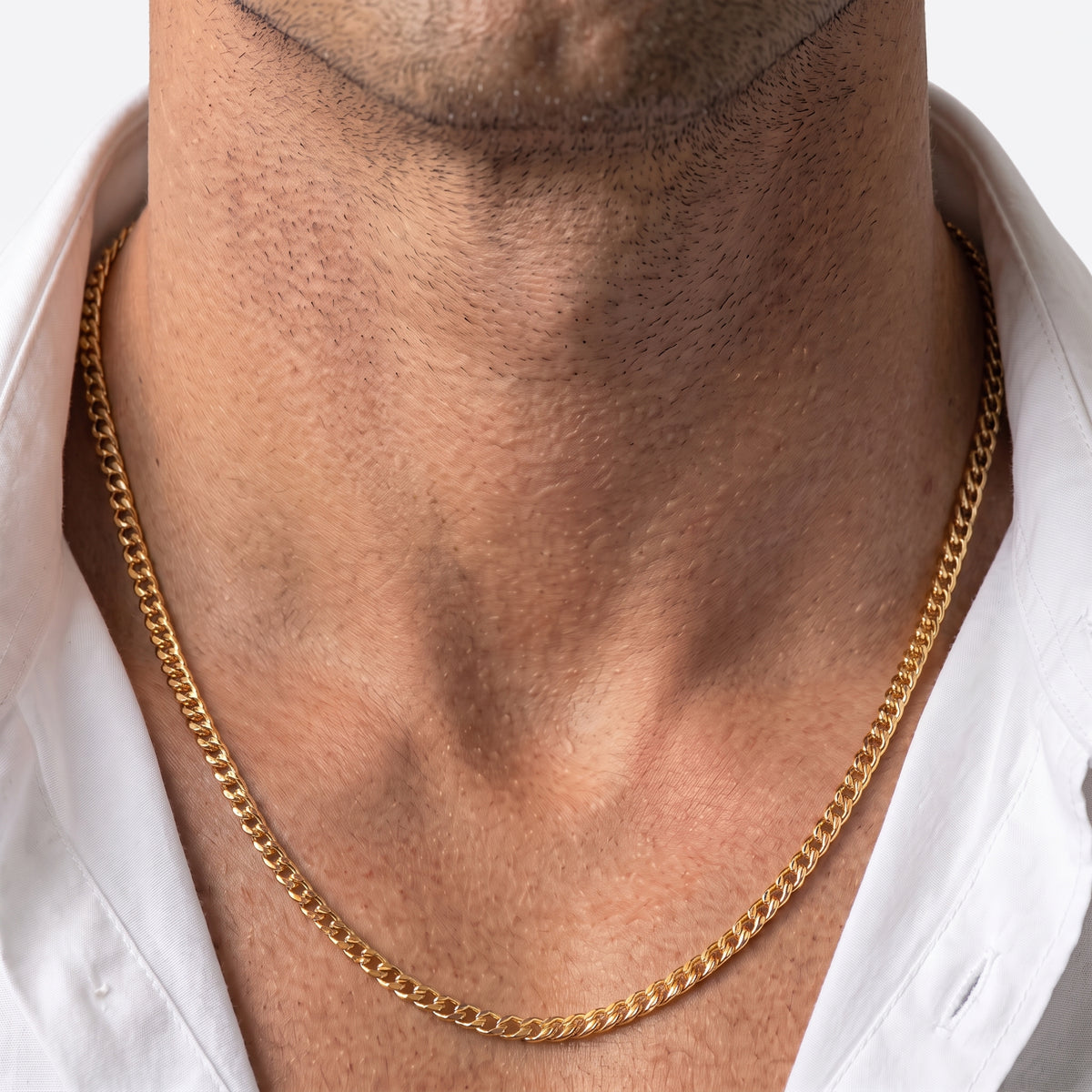 4mm Curb Chain - Stainless Steel - Gold