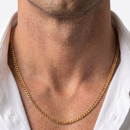 4mm Curb Chain - Stainless Steel - Gold