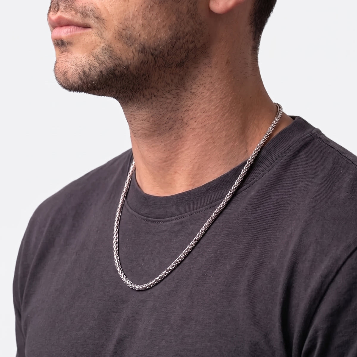 3mm Spiga Wheat Chain - Stainless Steel