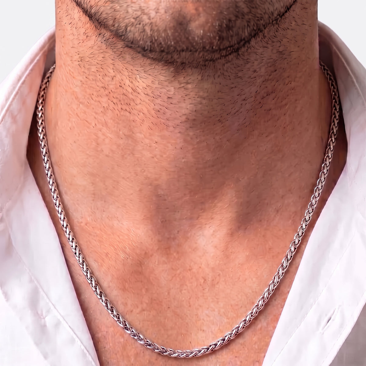 3mm Spiga Wheat Chain - Stainless Steel