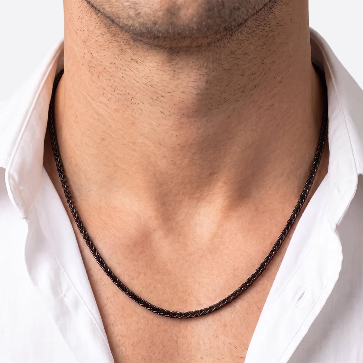 3mm Spiga Wheat Chain - Stainless Steel - Black