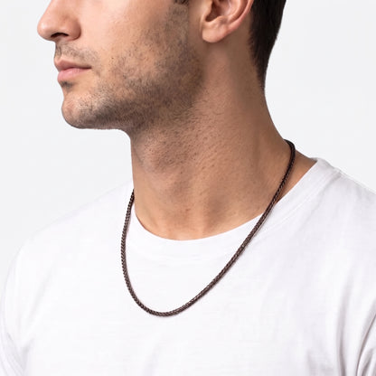 3mm Spiga Wheat Chain - Stainless Steel - Black