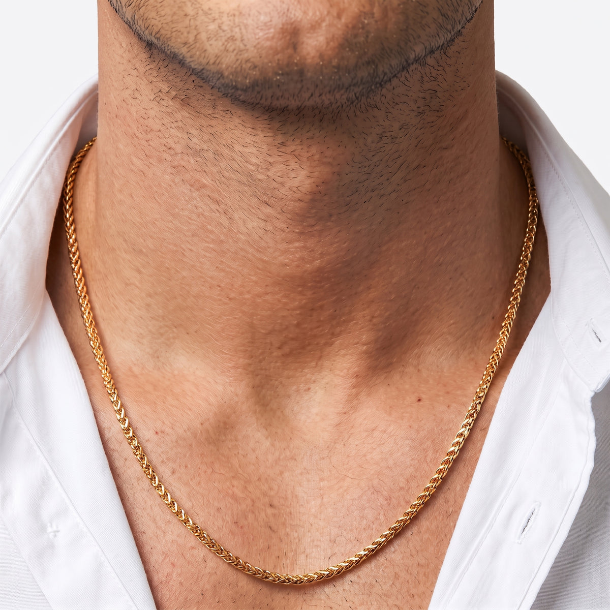 3mm Spiga Wheat Chain - Stainless Steel - Gold