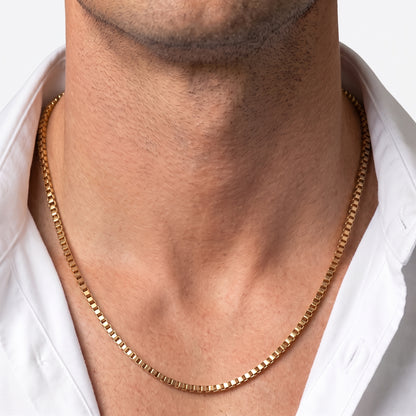 3mm Venetian Box Chain - Stainless Steel - Gold