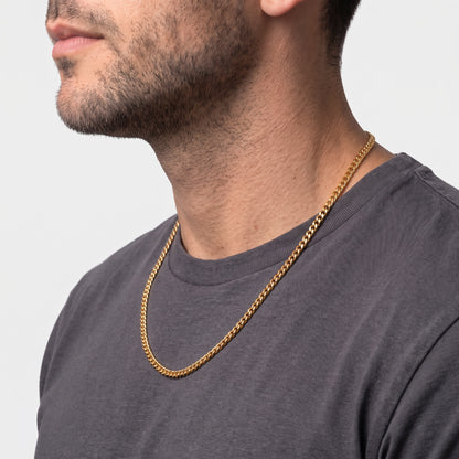 3mm Curb Chain - Stainless Steel - Gold
