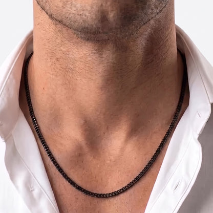 3.5mm Diamond Cut Curb Chain - Stainless Steel - Black