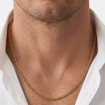 3.5mm Diamond Cut Curb Chain - Stainless Steel - Gold