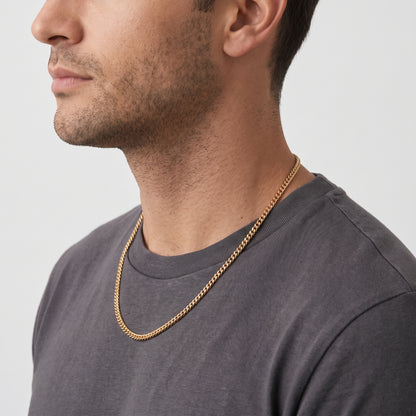 3.5mm Diamond Cut Curb Chain - Stainless Steel - Gold