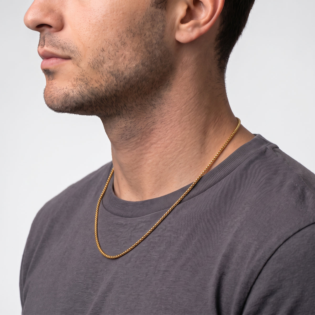 2mm Rounded Box Chain - Stainless Steel - Gold