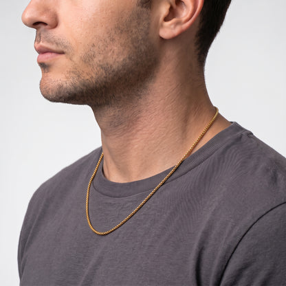 2mm Rounded Box Chain - Stainless Steel - Gold