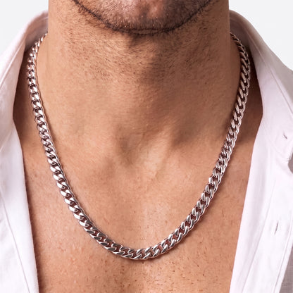 7mm Cuban Chain - Stainless Steel