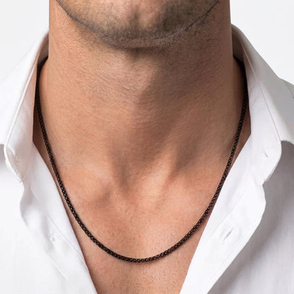 2.5mm Rounded Box Chain - Stainless Steel - Black