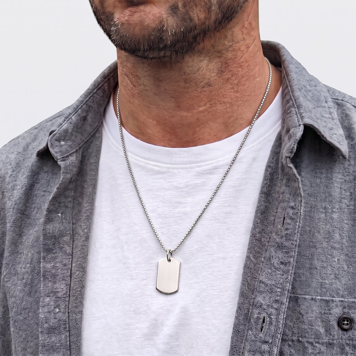 18mm x 28mm Stainless Steel Pendant Necklace