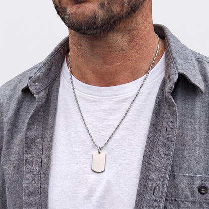 18mm x 28mm Stainless Steel Pendant Necklace