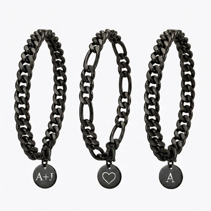 8mm Custom Tag & Aluminum Case - Stainless Steel - Black