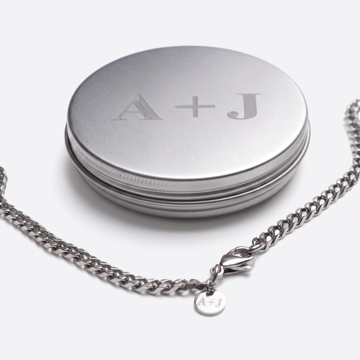 8mm Custom Tag & Aluminum Case - Stainless Steel