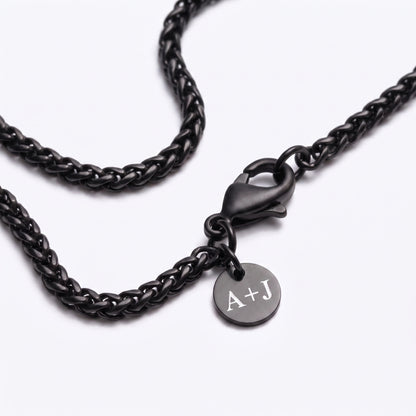 8mm Custom Tag & Aluminum Case - Stainless Steel - Black