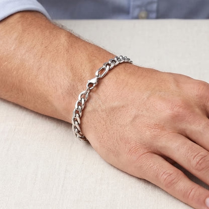 7mm Figaro Chain Bracelet - Stainless Steel