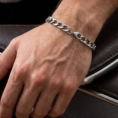 7mm Curb Chain Bracelet - Stainless Steel
