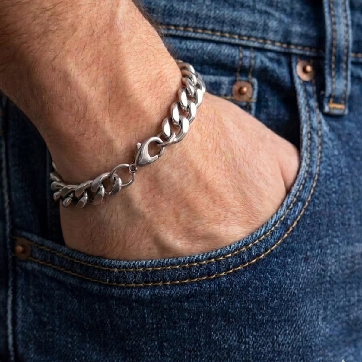 10mm Curb Chain Bracelet - Stainless Steel