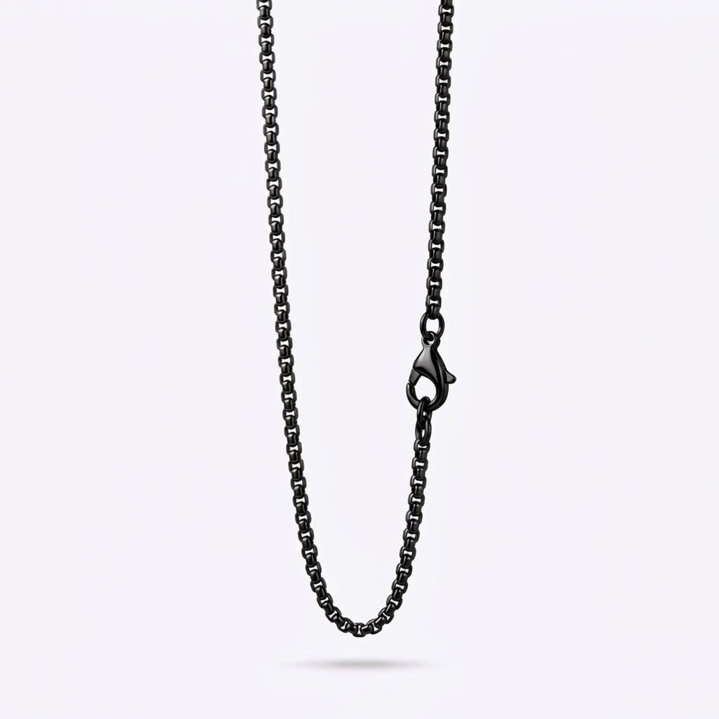 2mm Rounded Box Chain - Stainless Steel - Black