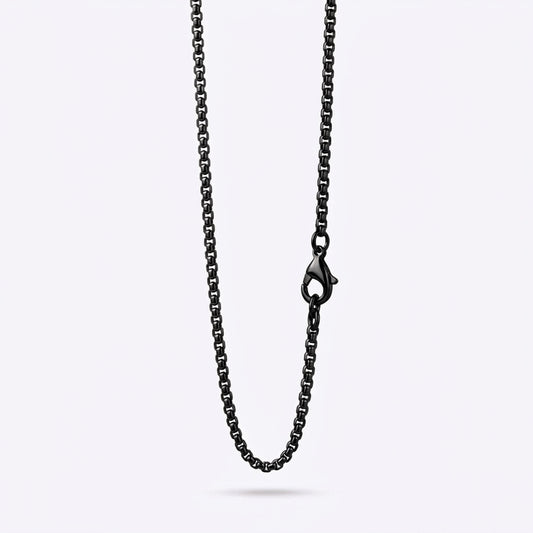 2mm Rounded Box Chain - Stainless Steel - Black