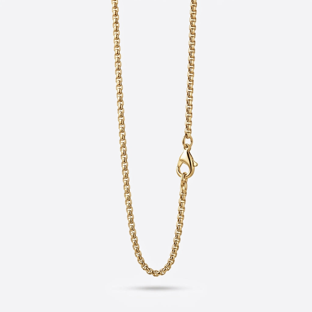2mm Rounded Box Chain - Stainless Steel - Gold