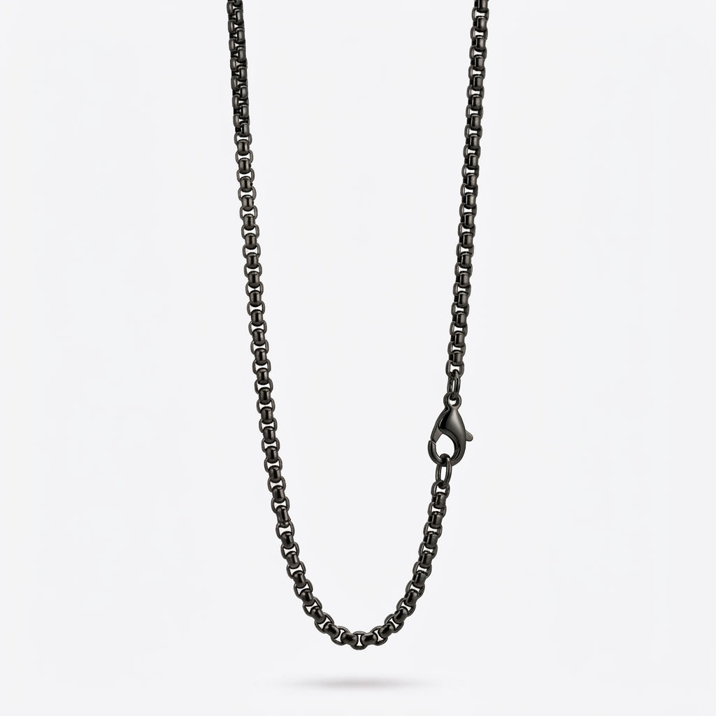 2.5mm Rounded Box Chain - Stainless Steel - Black