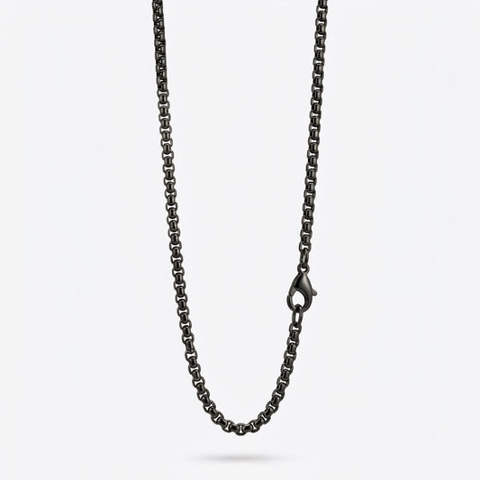 2.5mm Rounded Box Chain - Stainless Steel - Black
