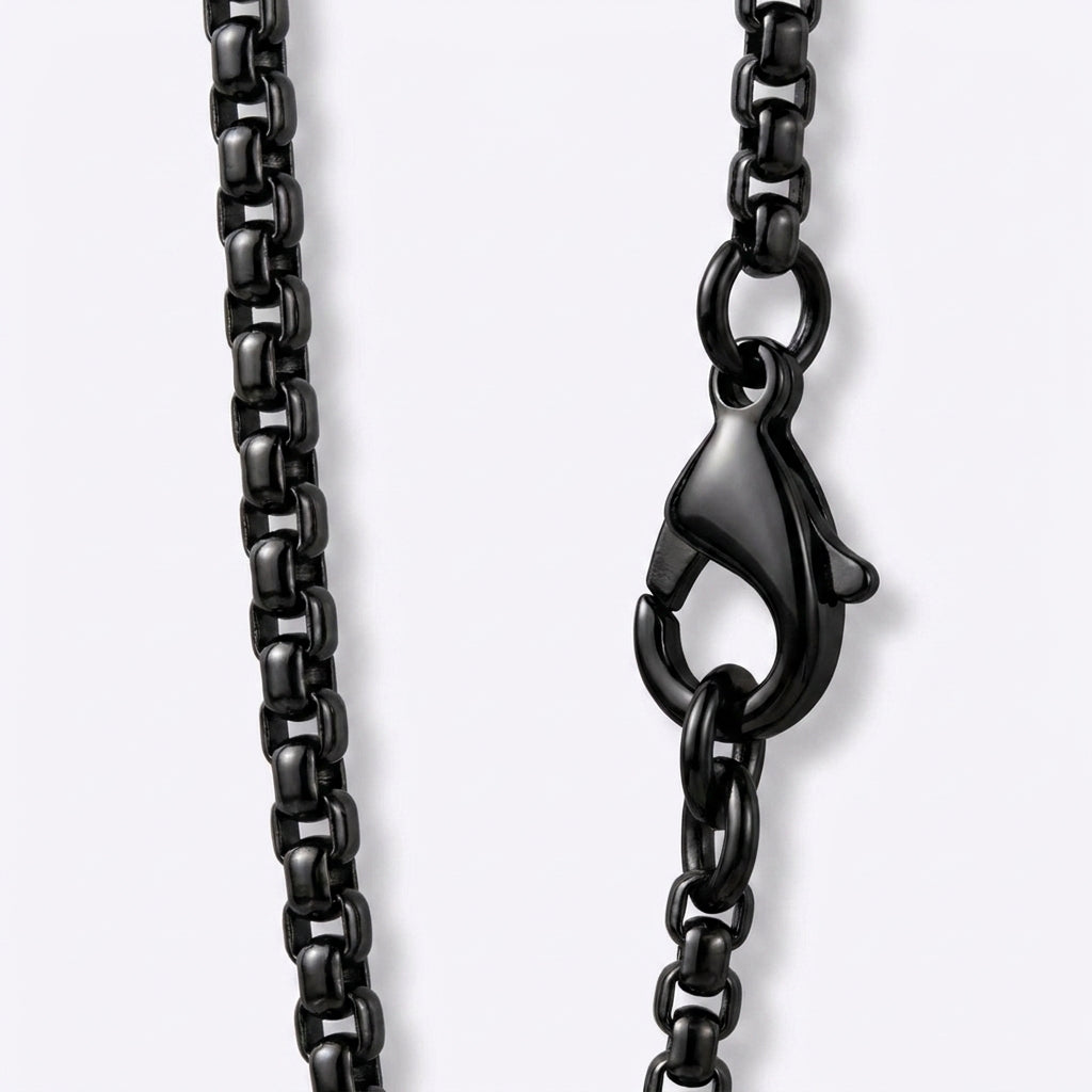 2.5mm Rounded Box Chain - Stainless Steel - Black