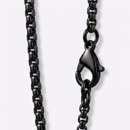 2.5mm Rounded Box Chain - Stainless Steel - Black