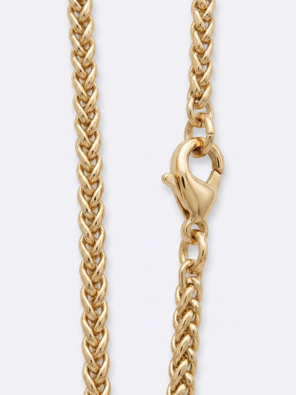 3mm Spiga Wheat Chain - Stainless Steel - Gold