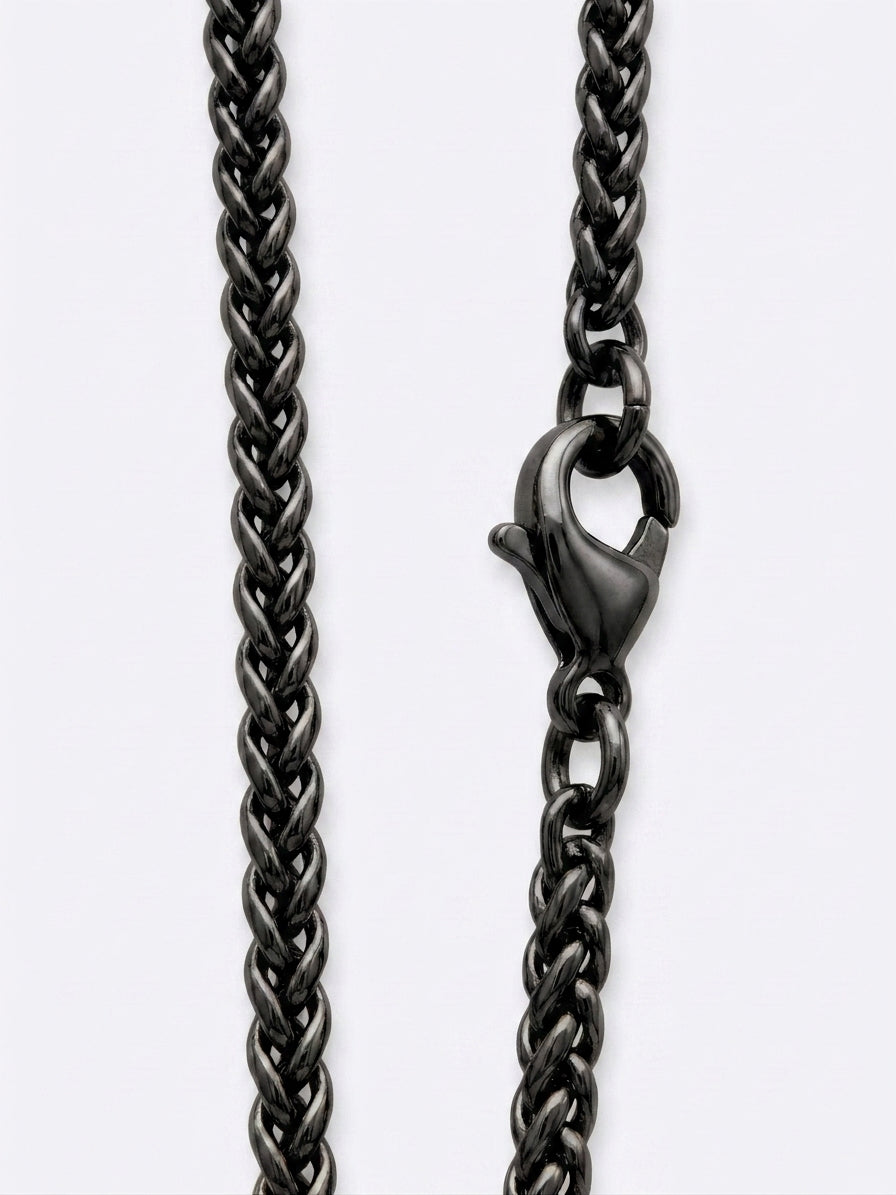 3mm Spiga Wheat Chain - Stainless Steel - Black