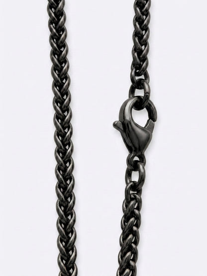 3mm Spiga Wheat Chain - Stainless Steel - Black