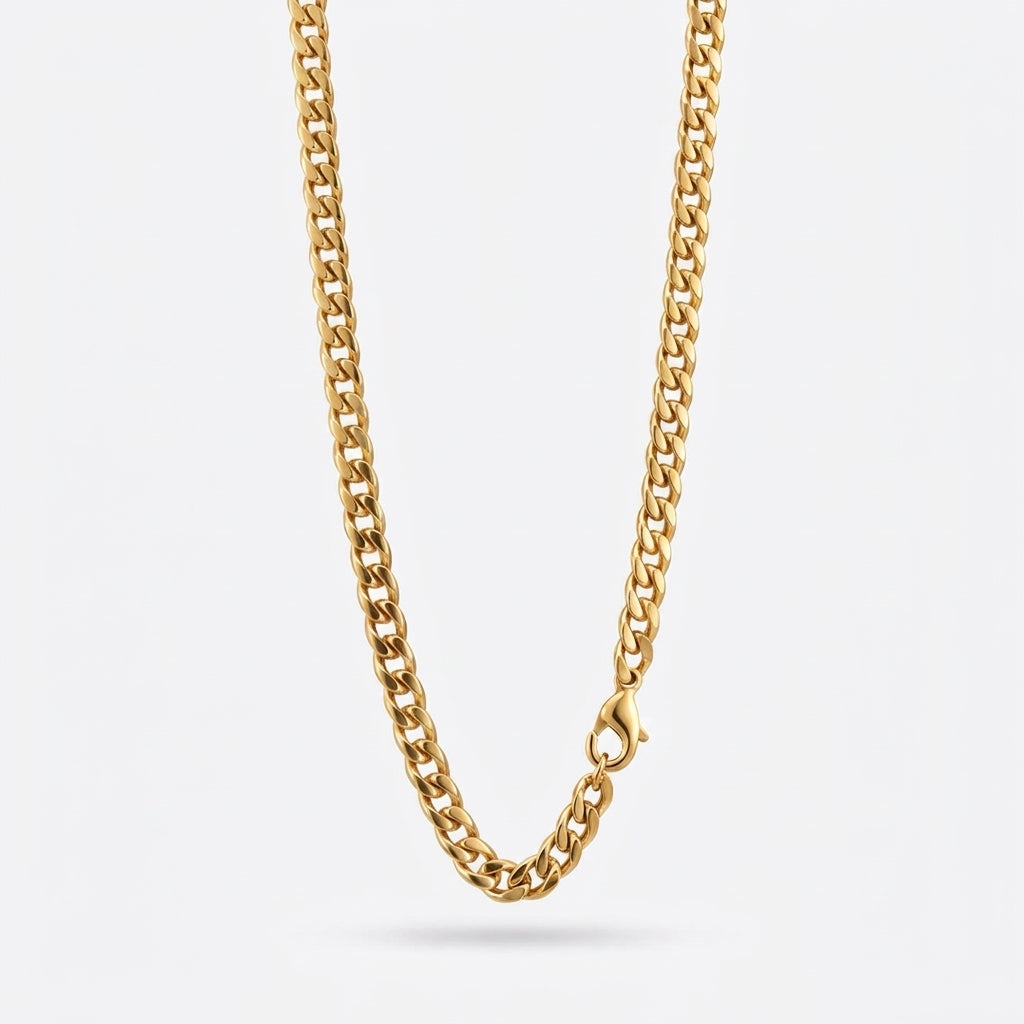 7mm Curb Chain - Stainless Steel - Gold