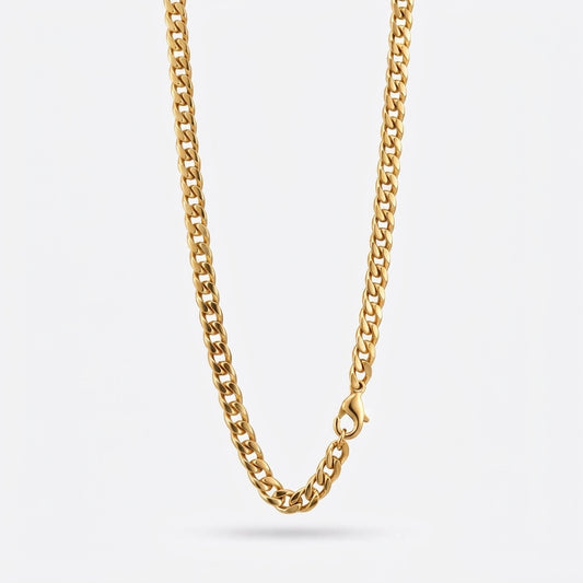 7mm Curb Chain - Stainless Steel - Gold