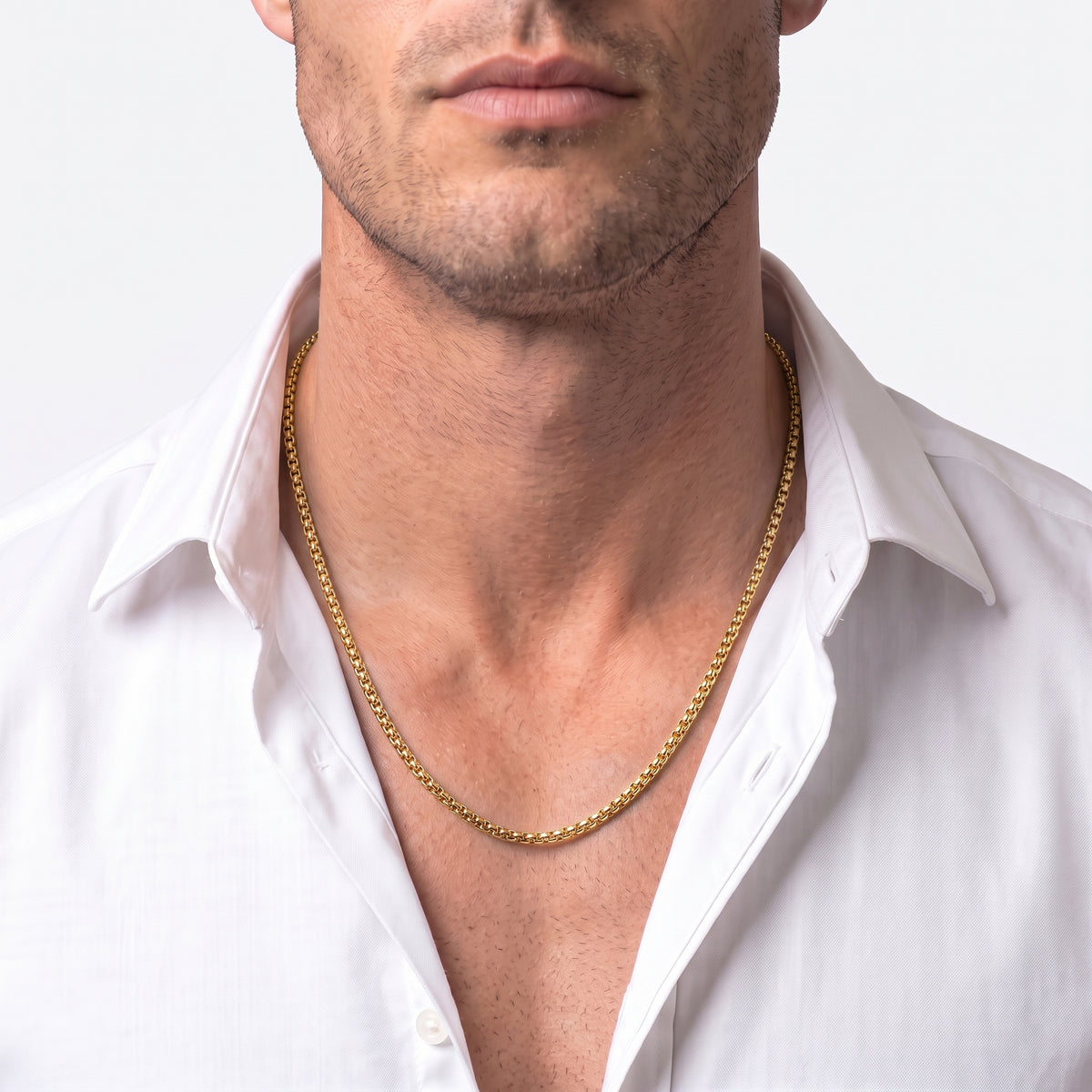 2mm Rounded Box Chain - Stainless Steel - Gold