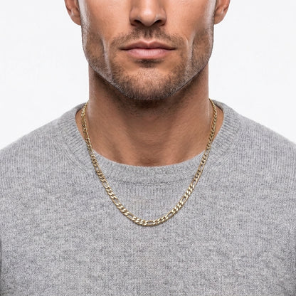 4.5mm Figaro Chain - Stainless Steel - Gold