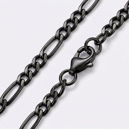 3mm Figaro Chain - Stainless Steel - Black