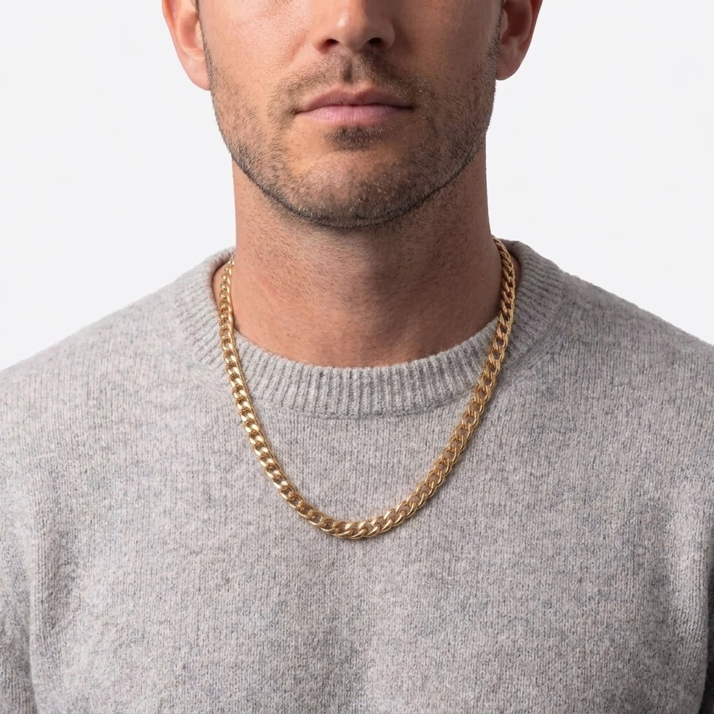 7mm Curb Chain - Stainless Steel - Gold