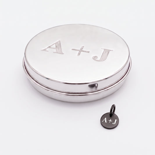 8mm Custom Tag & Aluminum Case - Stainless Steel - Black