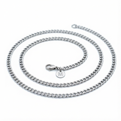 4mm Curb Style Chain, Stainless Steel, Personalized
