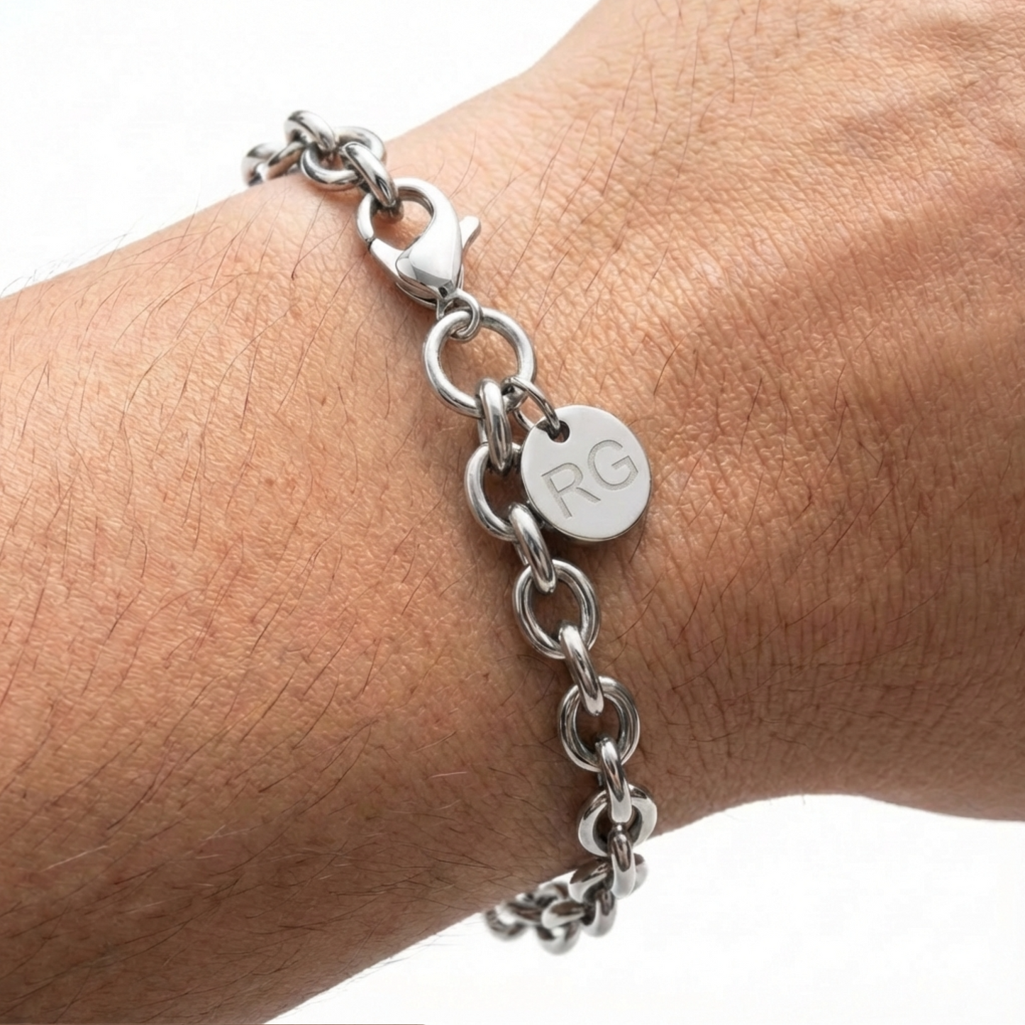 6mm Cable Chain Style Bracelet, Stainless Steel, Personalized