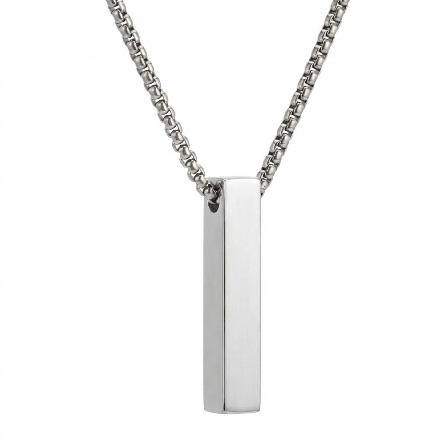 6mm x 30mm Stainless Steel Bar Pendant Necklace
