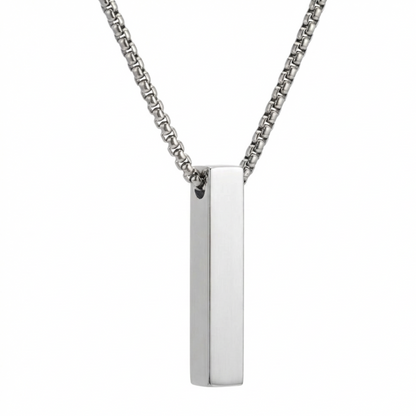 6mm x 30mm Stainless Steel Bar Pendant Necklace