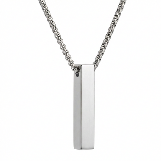 6mm x 30mm Stainless Steel Bar Pendant Necklace