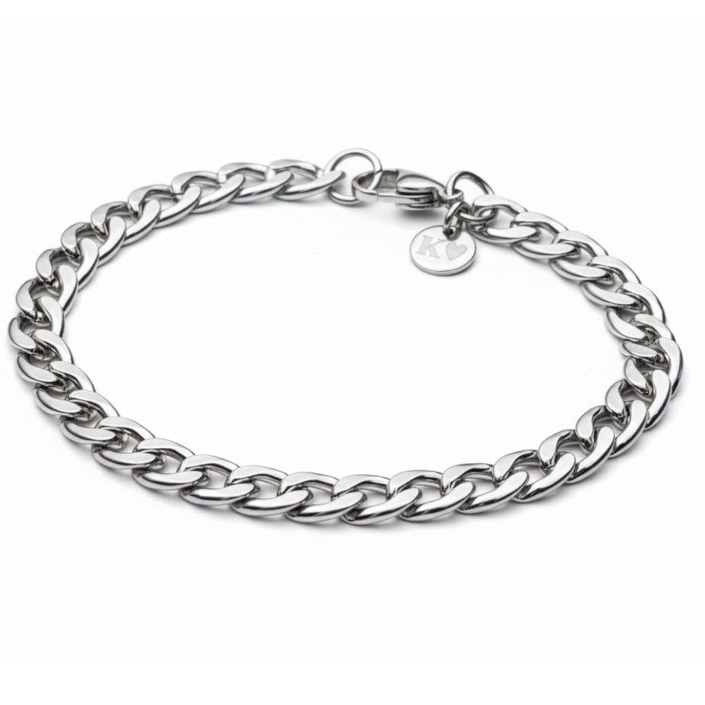 10mm Curb Style Bracelet, Stainless Steel